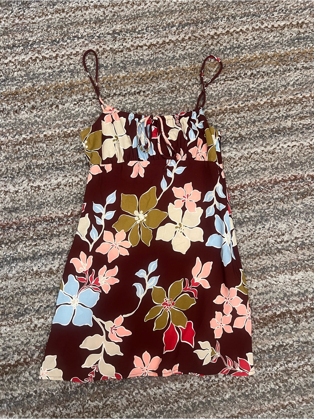 Rhythm Floral Sundress in Burgundy with Pastel Accents